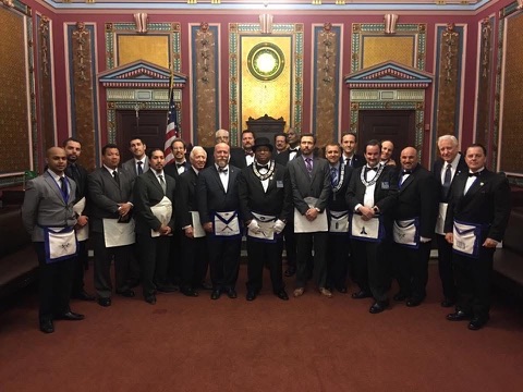 Brothers of King Solomon-Beethoven Lodge No. 232 gathered in the lodge room