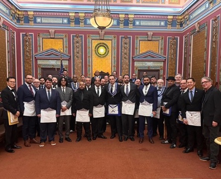 Brothers of King Solomon-Beethoven Lodge No. 232 gathered in the lodge room